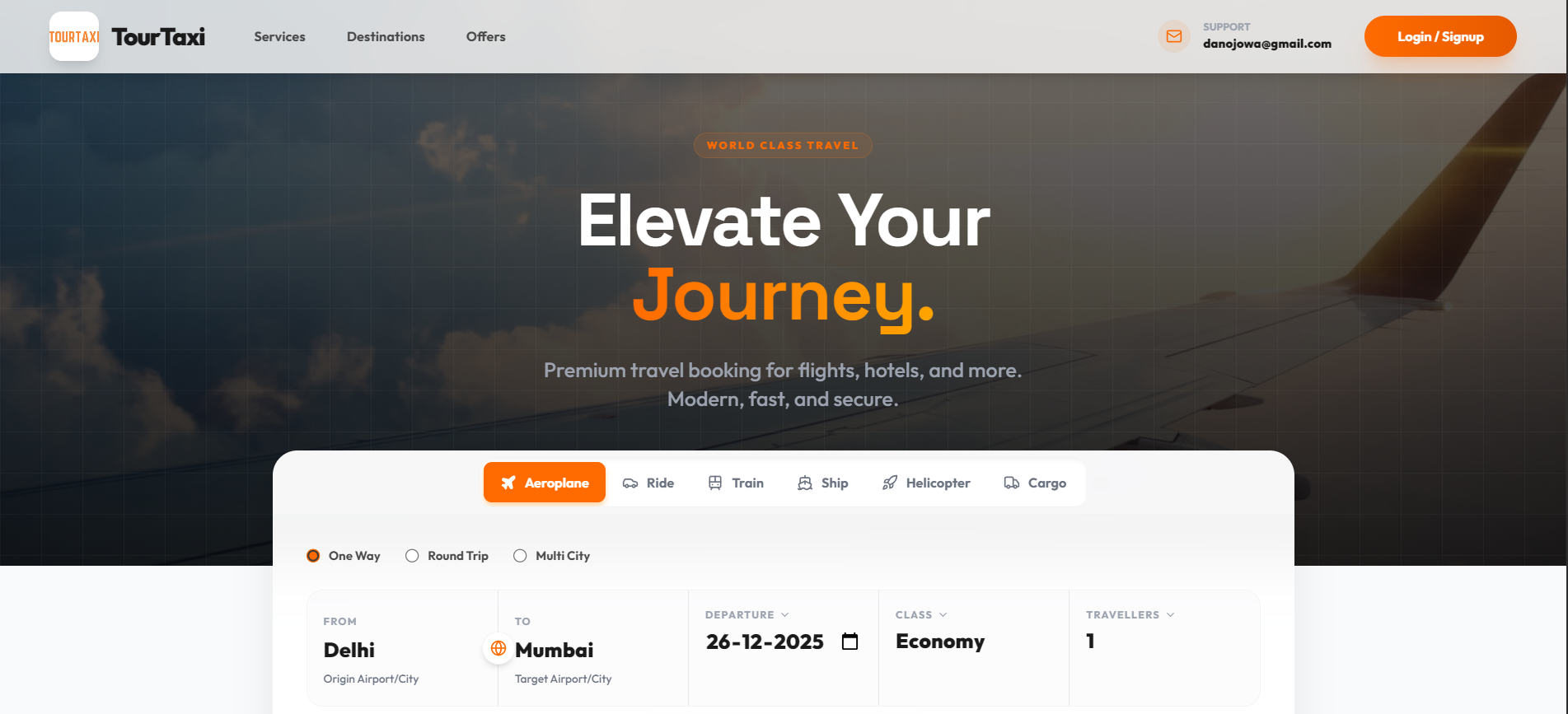 TourTaxi Website Screenshot